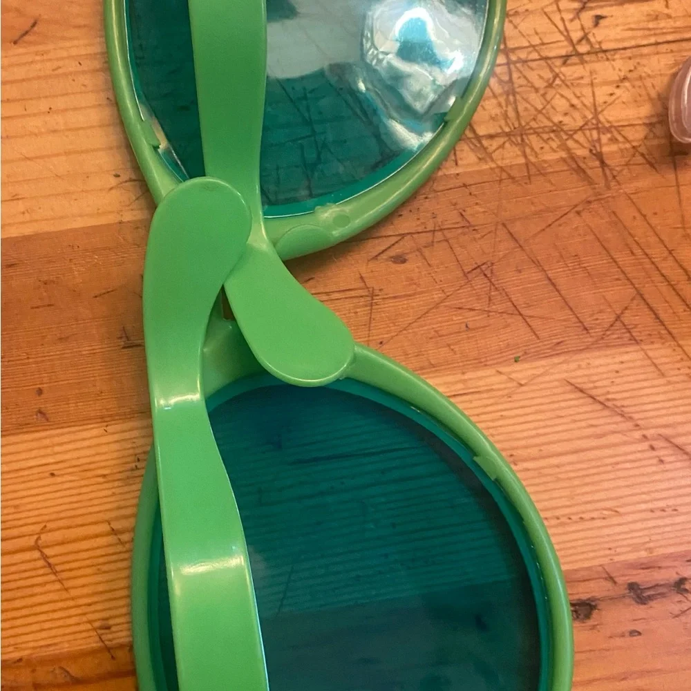 Vintage Clown toy Green Frame Sunglasses with Teal Lenses